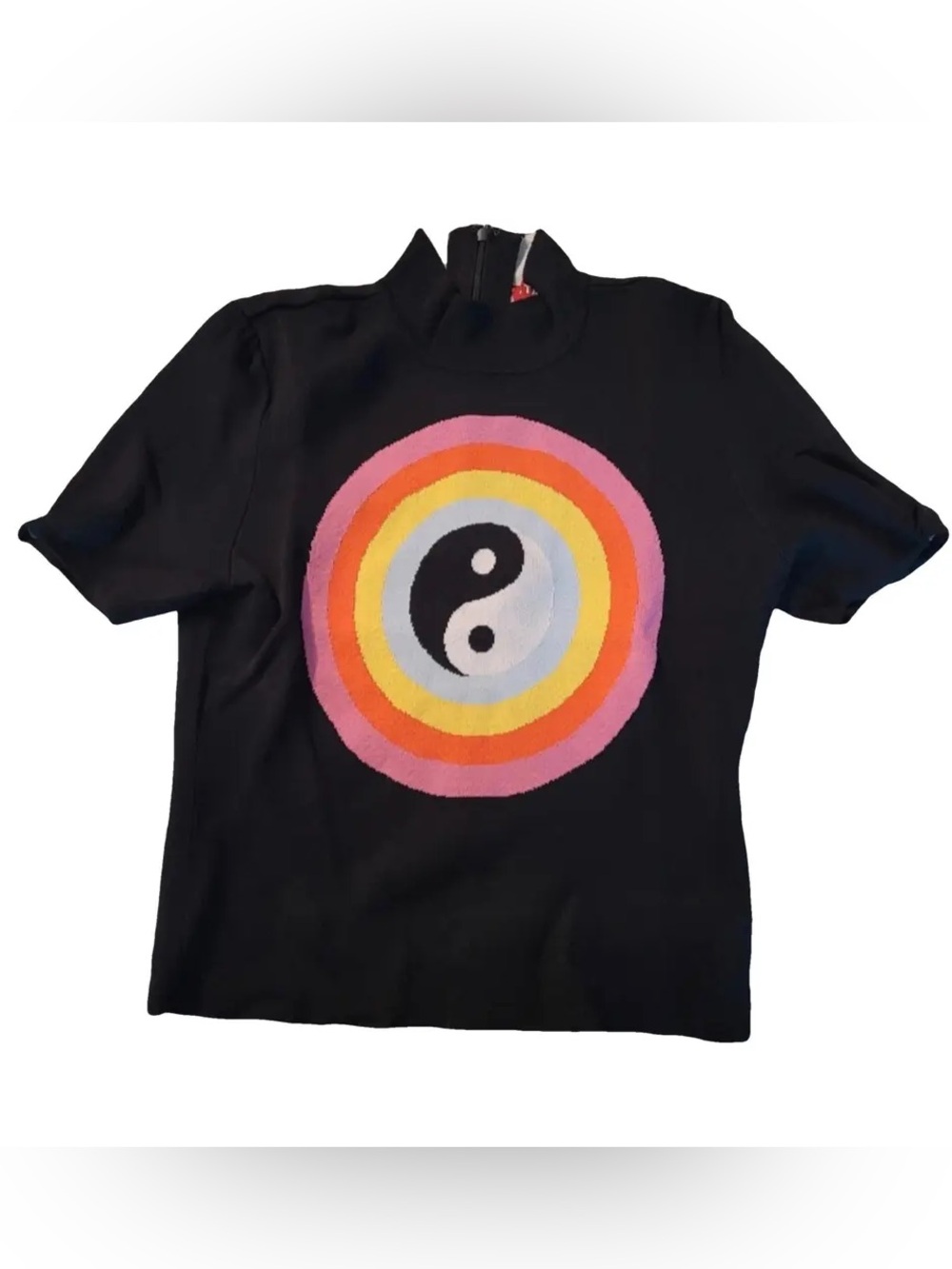 STAUD Black Tee with Rainbow Yin Yang Target size small